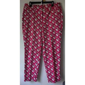 LANE BRYANT MODERATELY THE CURVY LENA ANKLE‎ PANTS sz 14 PINK GEOMETRIC PRINT